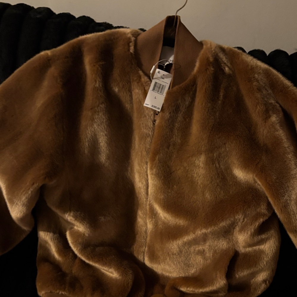 Tibi Plush Tan Faux Fur Jacket